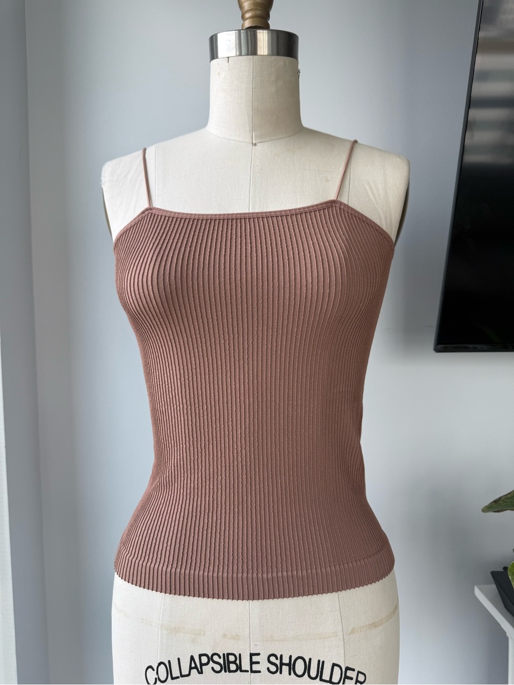 Retrod Ribbed Spaghetti Strap Tank Top